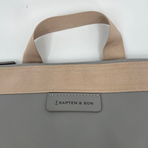 Kapten & Son Gray Beige Faux Leather Backpack | Gold Hardware - Picture 5 of 10